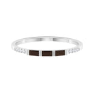 Baguette Shape Smoky Quartz Stackable Ring with Diamond Smoky Quartz - ( AAA ) - Quality - Rosec Jewels