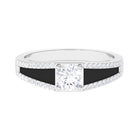 Certified Moissanite Engagement Ring with Enamel Moissanite - ( D-VS1 ) - Color and Clarity - Rosec Jewels