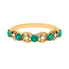 3/4 CT Emerald and Moissanite Textured Gold Eternity Ring Emerald - ( AAA ) - Quality - Rosec Jewels