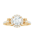 Certified Moissanite Flower Engagement Ring in Gold Moissanite - ( D-VS1 ) - Color and Clarity - Rosec Jewels