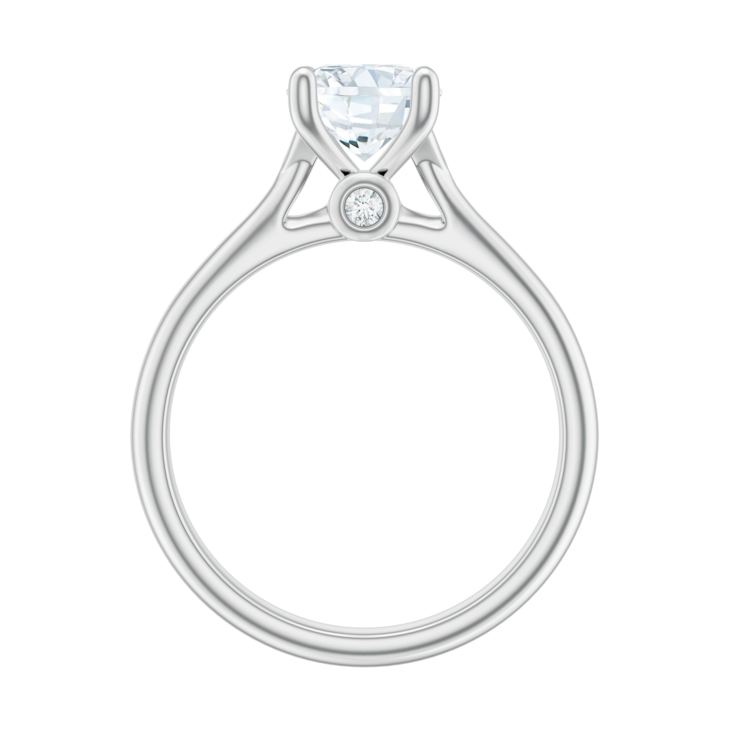 1 CT Round Cut Certified Moissanite Solitaire Ring in Gold Moissanite - ( D-VS1 ) - Color and Clarity - Rosec Jewels