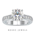 2.50 CT Solitaire Zircon Engagement Ring with Side Stones Zircon - ( AAAA ) - Quality - Rosec Jewels