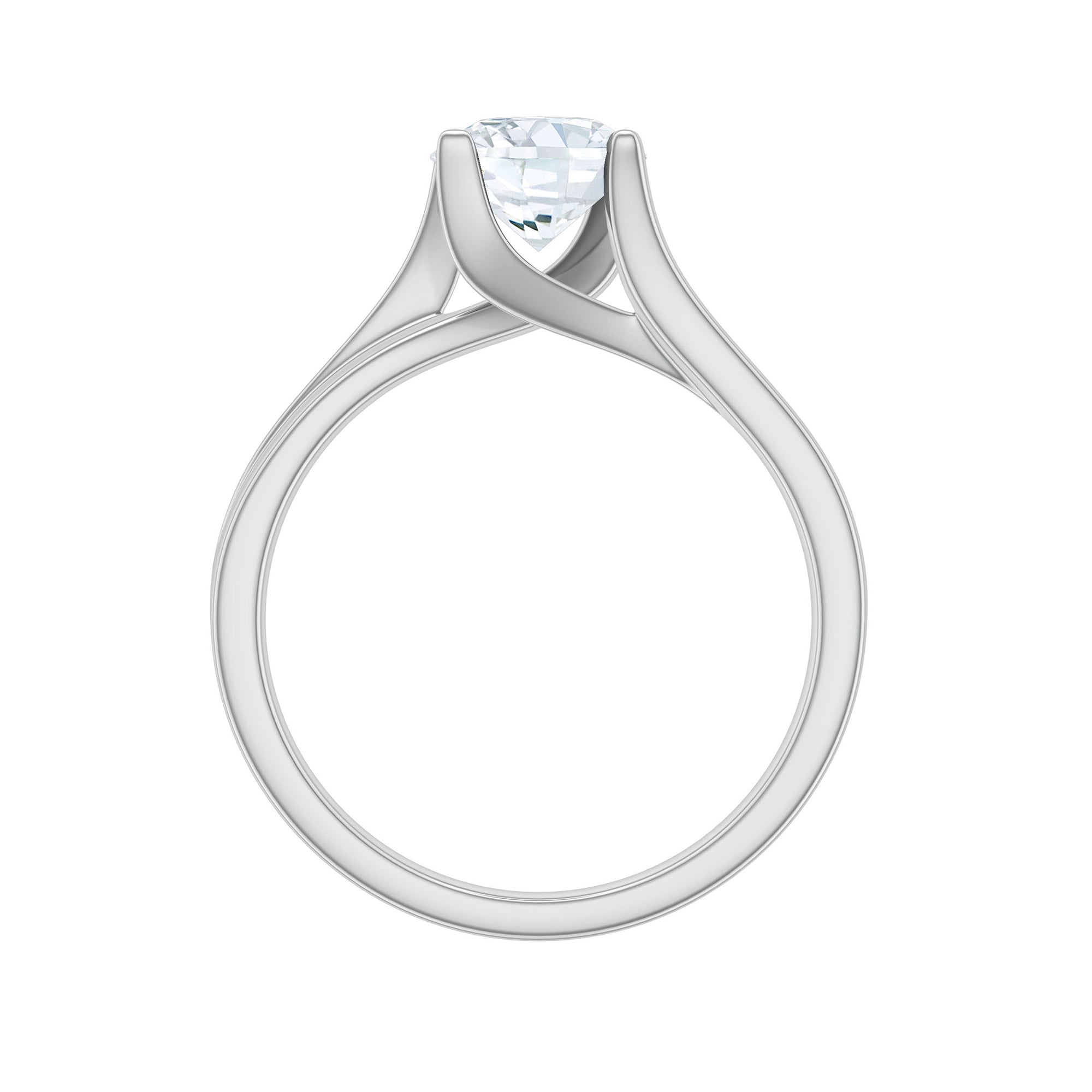 7 MM Round Moissanite Solitaire Ring in Gold Moissanite - ( D-VS1 ) - Color and Clarity - Rosec Jewels