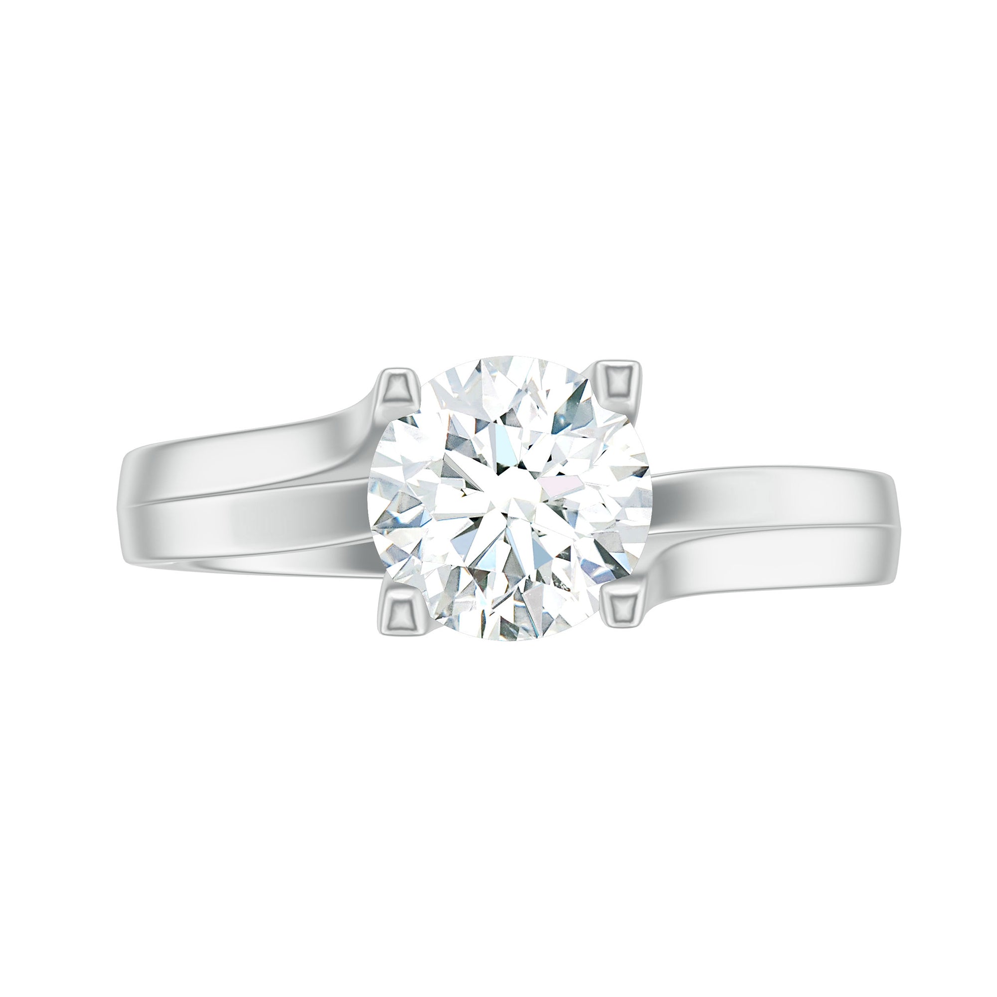 7 MM Round Moissanite Solitaire Ring in Gold Moissanite - ( D-VS1 ) - Color and Clarity - Rosec Jewels