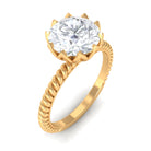 2 CT Minimal Moissanite Solitaire Gold Ring with Twisted Rope Details Moissanite - ( D-VS1 ) - Color and Clarity - Rosec Jewels