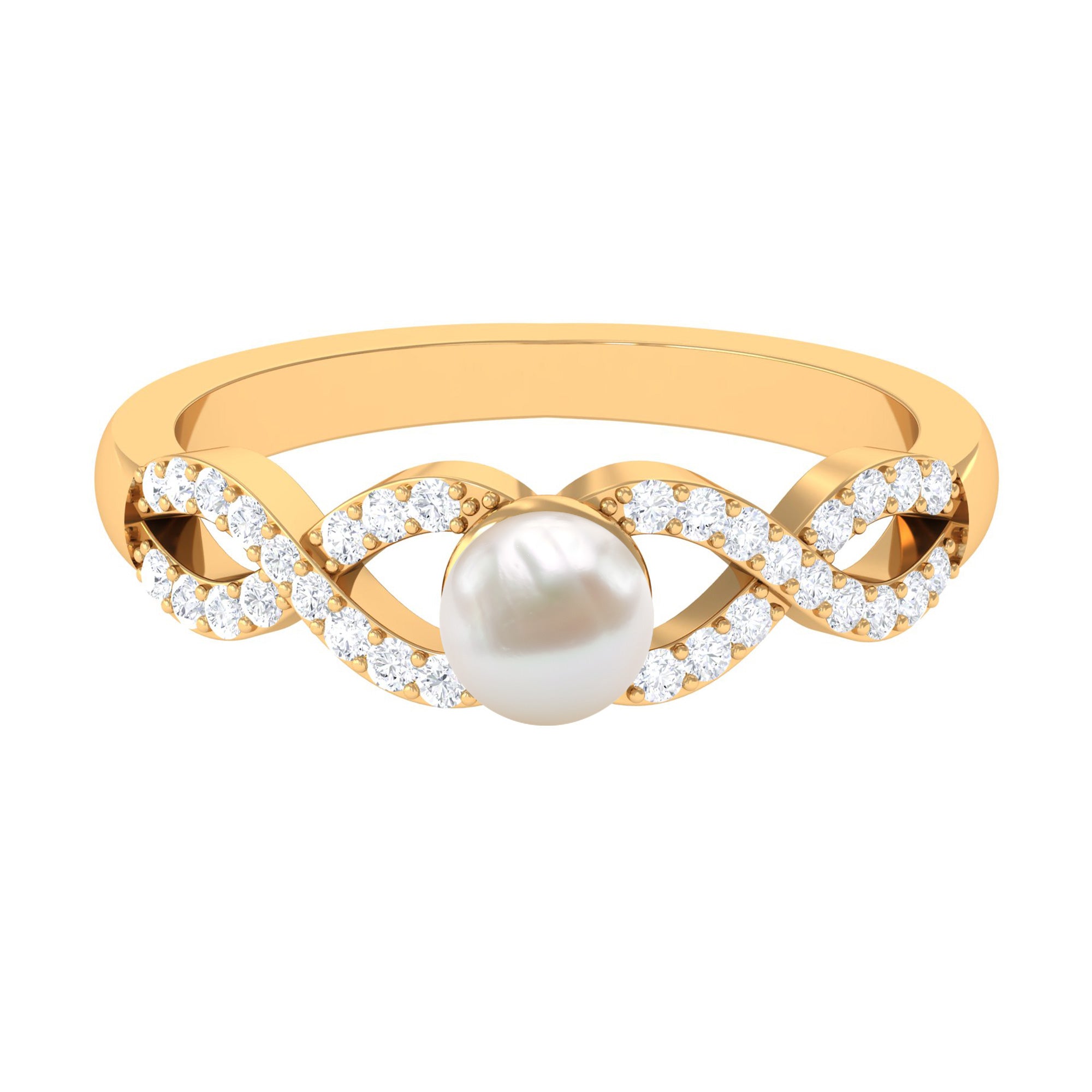 2.50 CT Freshwater Pearl Crossover Engagement Ring with Diamond Freshwater Pearl - ( AAA ) - Quality - Rosec Jewels