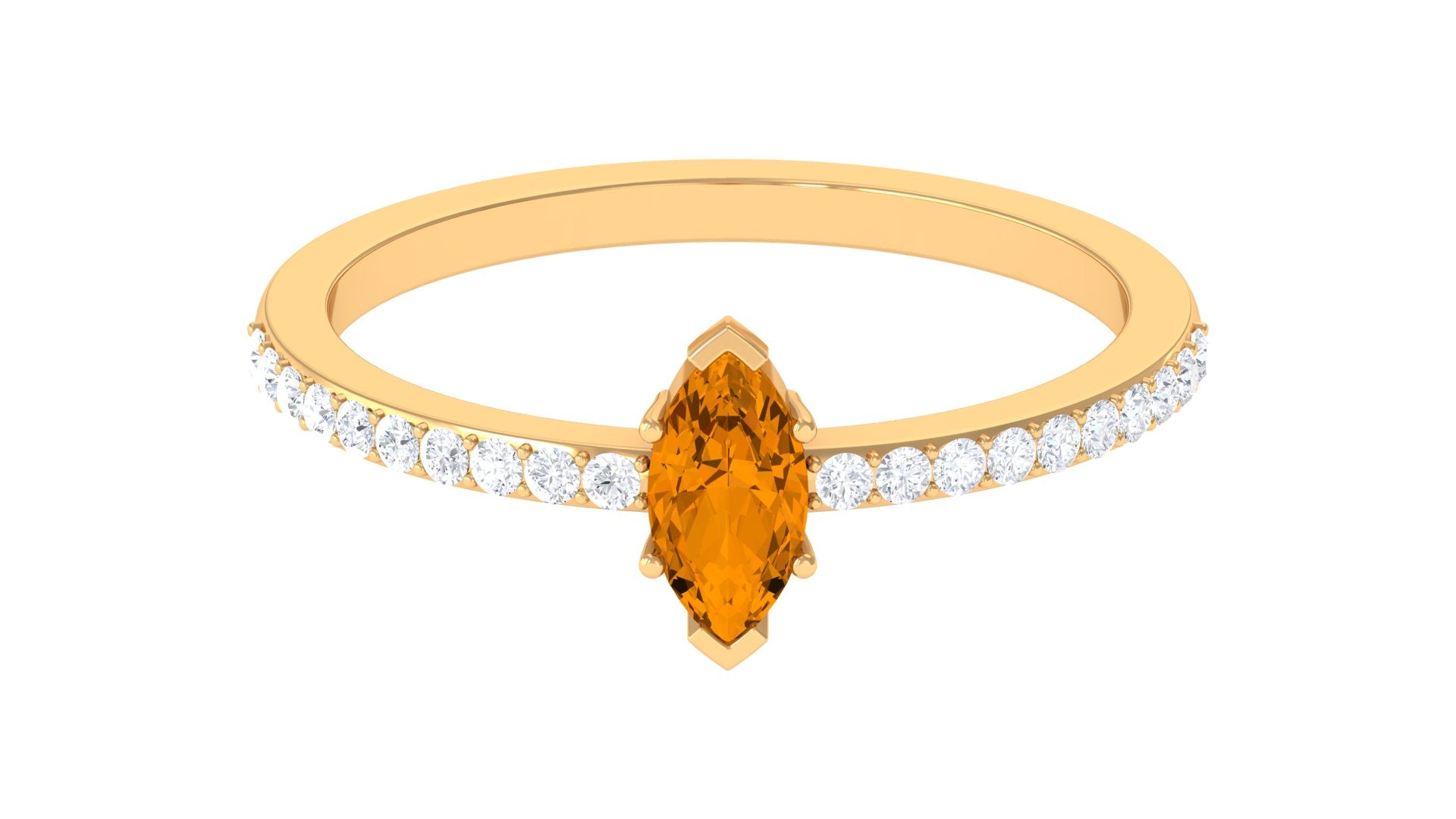 0.50 CT Elegant Citrine and Diamond Minimal Promise Ring Citrine - ( AAA ) - Quality - Rosec Jewels