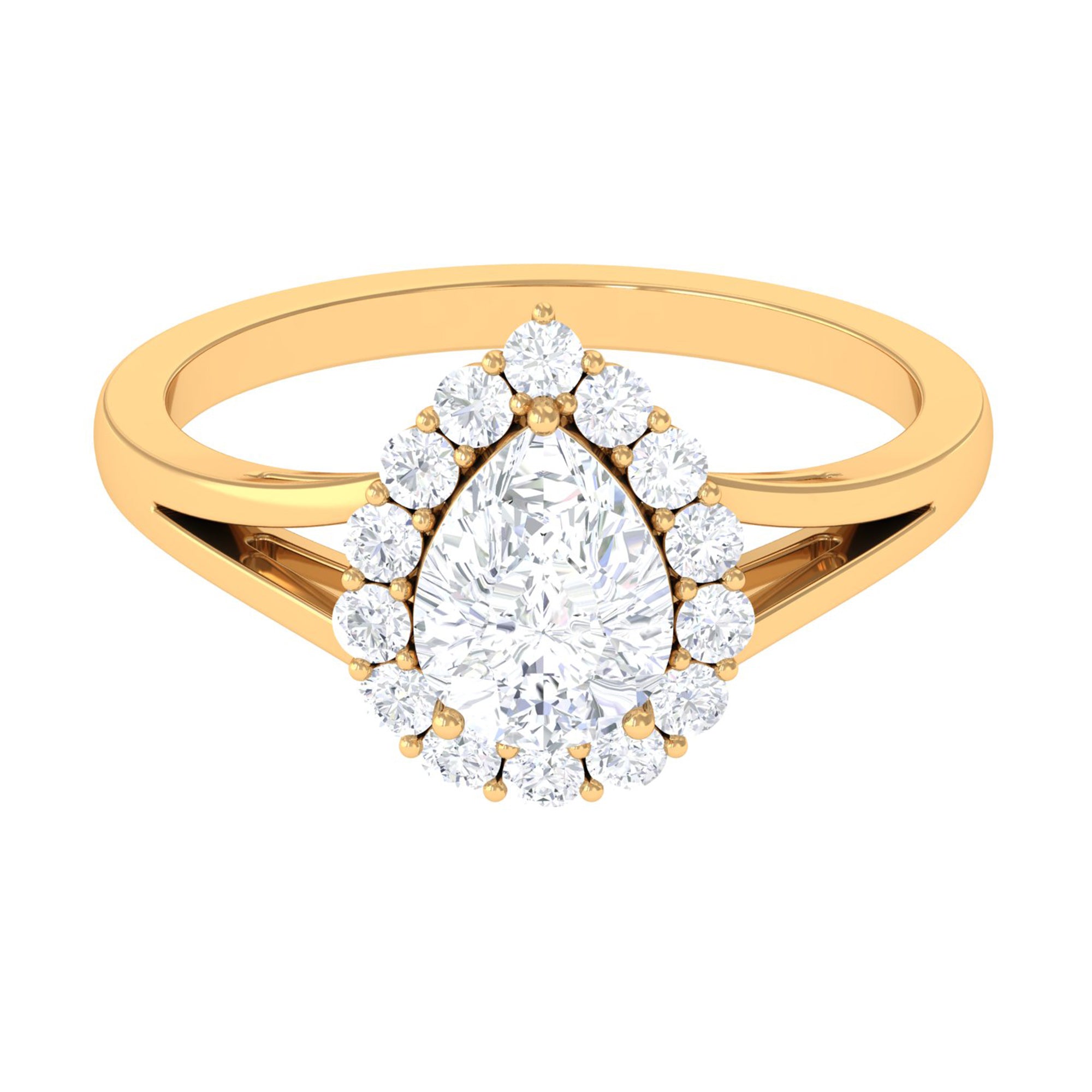 1.75 CT Split Shank Zircon Teardrop Engagement Ring in Gold Zircon - ( AAAA ) - Quality - Rosec Jewels