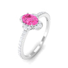 Classic Pink Sapphire Oval Engagement Ring with Diamond Pink Sapphire - ( AAA ) - Quality - Rosec Jewels