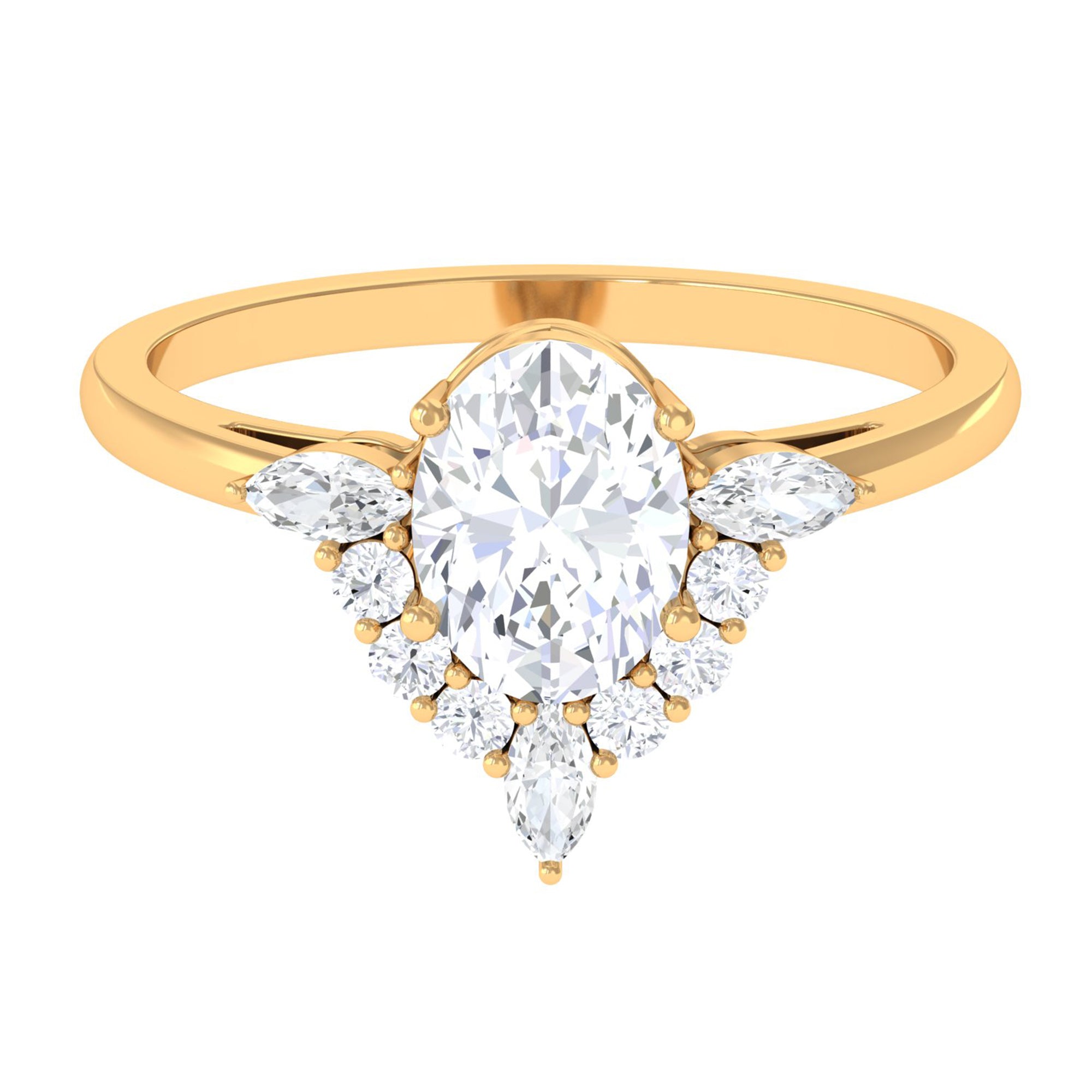 2.75 CT Oval Zircon Unique Engagement Ring in Gold Zircon - ( AAAA ) - Quality - Rosec Jewels