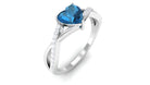 1.25 CT Heart Shape London Blue Topaz Crossover Ring with Diamond London Blue Topaz - ( AAA ) - Quality - Rosec Jewels