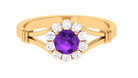 1 CT Amethyst and Diamond Halo Split Shank Ring Amethyst - ( AAA ) - Quality - Rosec Jewels