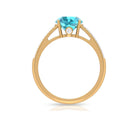 8 MM Round Shape Swiss Blue Topaz Solitaire Ring with Diamond Swiss Blue Topaz - ( AAA ) - Quality - Rosec Jewels