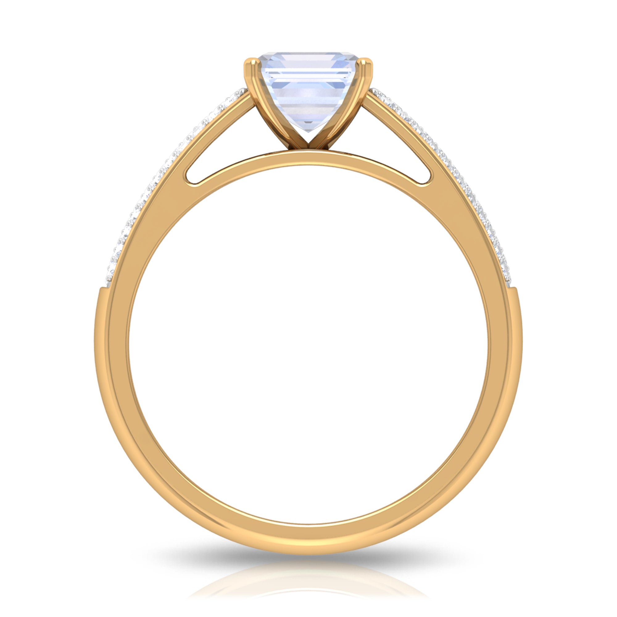 2.25 CT Peg Head Set Solitaire Moonstone and Diamond Ring Moonstone - ( AAA ) - Quality - Rosec Jewels