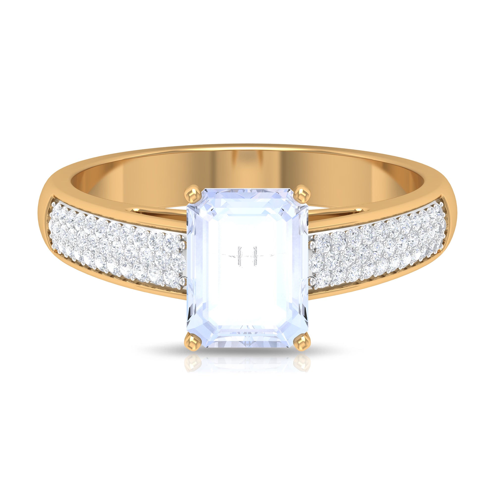 2.25 CT Peg Head Set Solitaire Moonstone and Diamond Ring Moonstone - ( AAA ) - Quality - Rosec Jewels