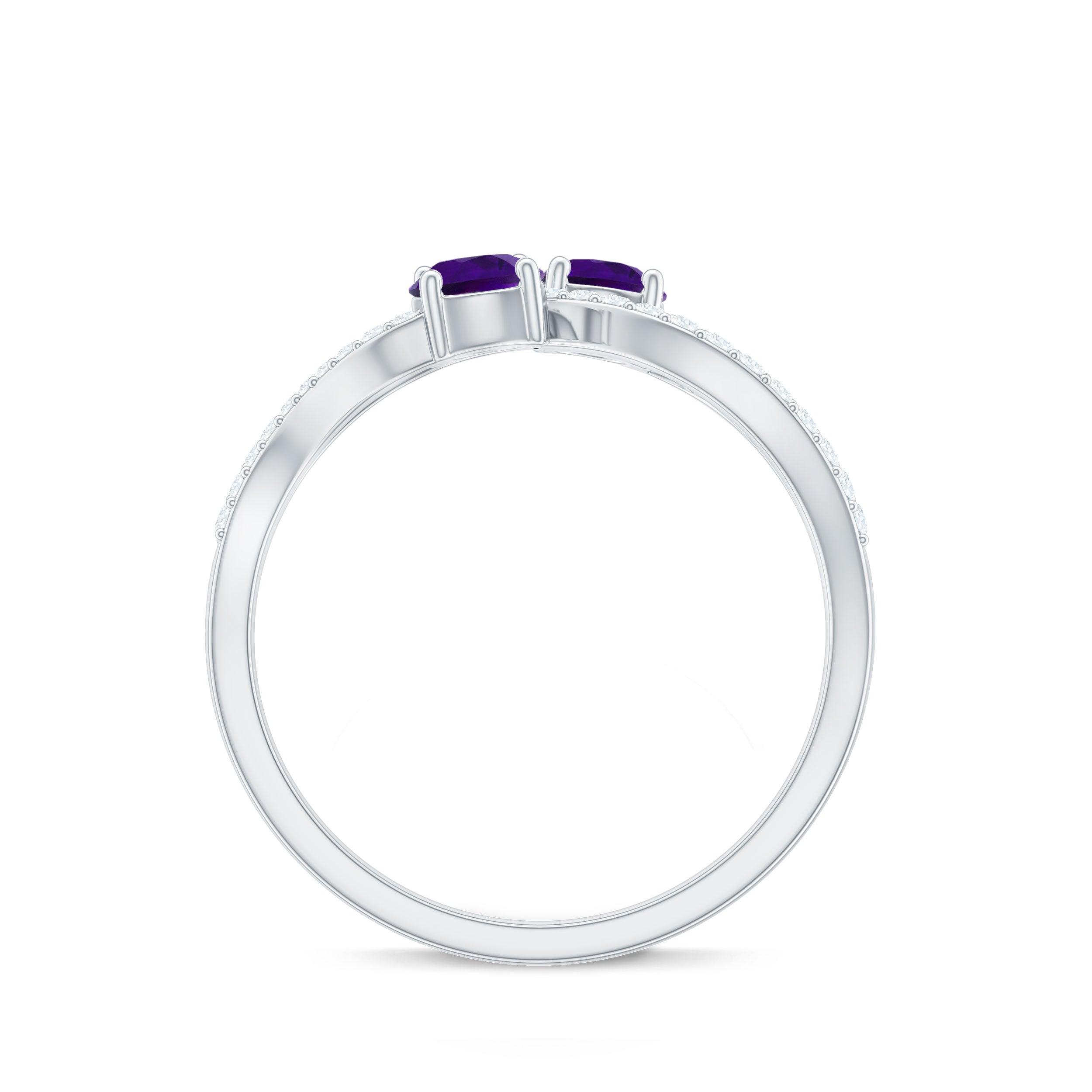 Designer Amethyst and Diamond Infinity Cocktail Ring Amethyst - ( AAA ) - Quality - Rosec Jewels