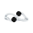 1 CT Minimal Black Spinel and Diamond Engagement Ring Black Spinel - ( AAA ) - Quality - Rosec Jewels