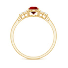 Pear Shaped Lab Grown Ruby Solitaire Ring with Diamond Trio Lab Created Ruby - ( AAAA ) - Quality - Rosec Jewels