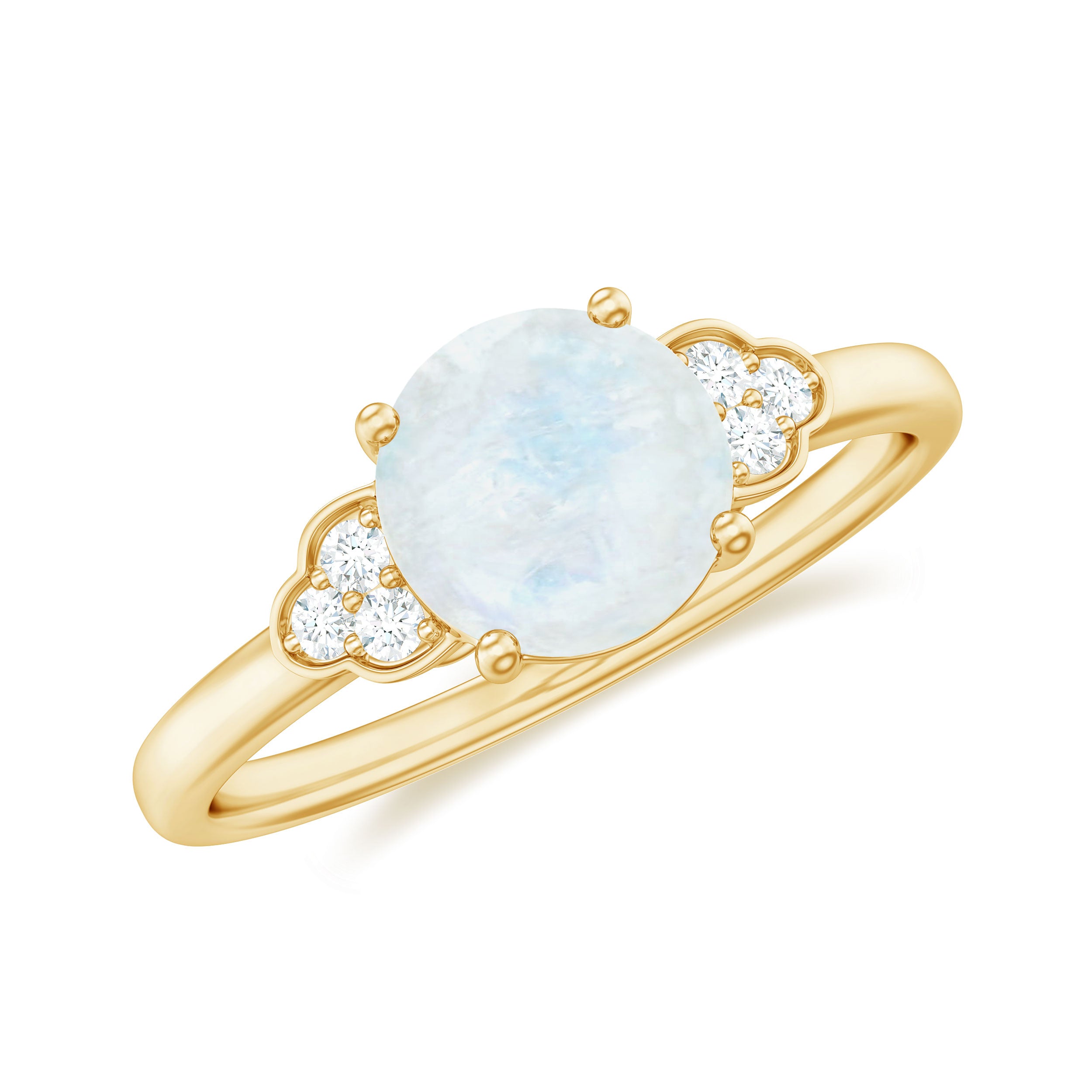 1.50 CT Moonstone Solitaire Engagement Ring with Diamond Trio Moonstone - ( AAA ) - Quality - Rosec Jewels