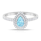 1 CT Classic Aquamarine and Diamond Teardrop Engagement Ring Aquamarine - ( AAA ) - Quality - Rosec Jewels