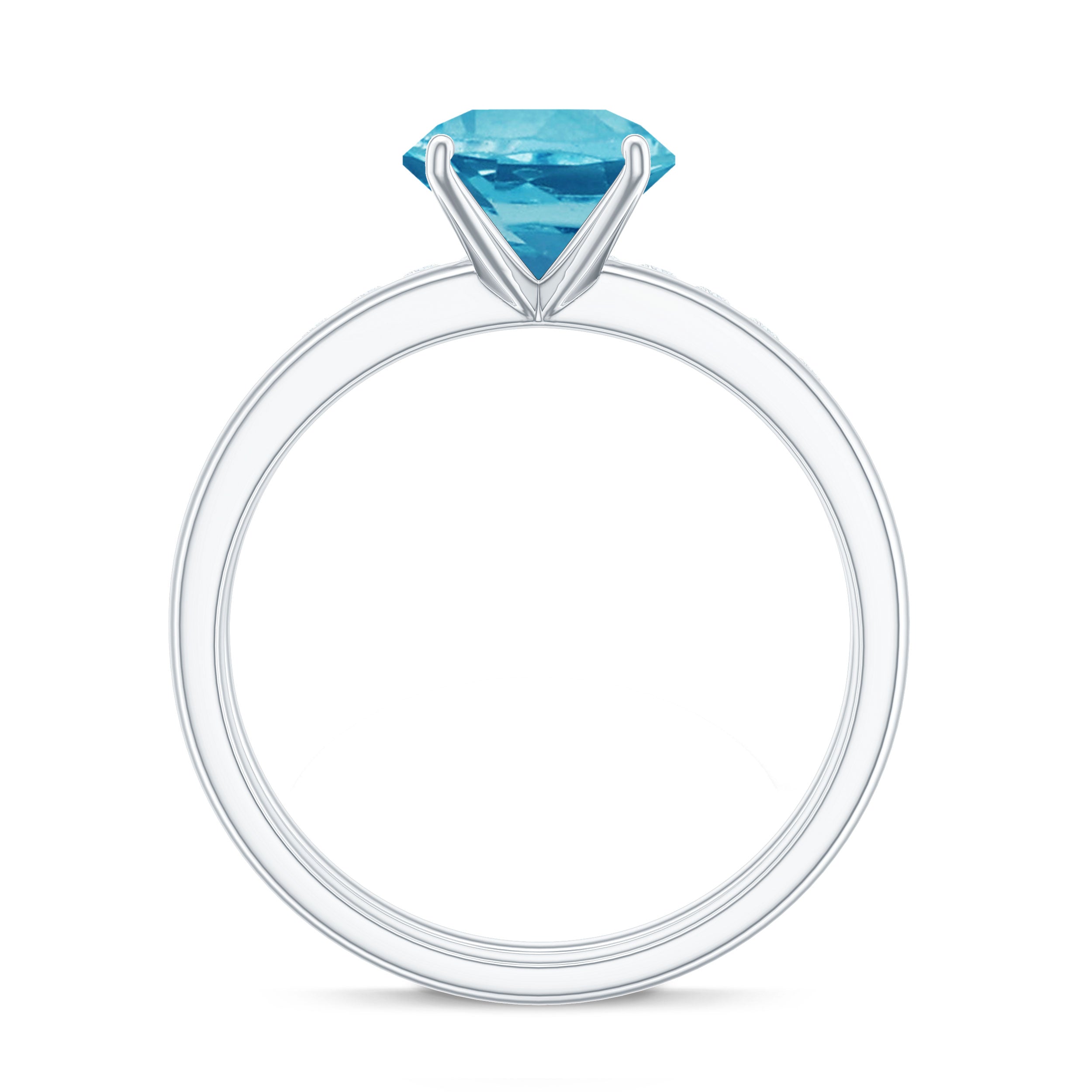 2 CT Swiss Blue Topaz Solitaire Bridal Ring Set with Diamond Swiss Blue Topaz - ( AAA ) - Quality - Rosec Jewels