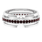 Gold Wedding Band for Men with 1.25 CT Garnet in Pinpoint Setting Garnet - ( AAA ) - Quality - Rosec Jewels