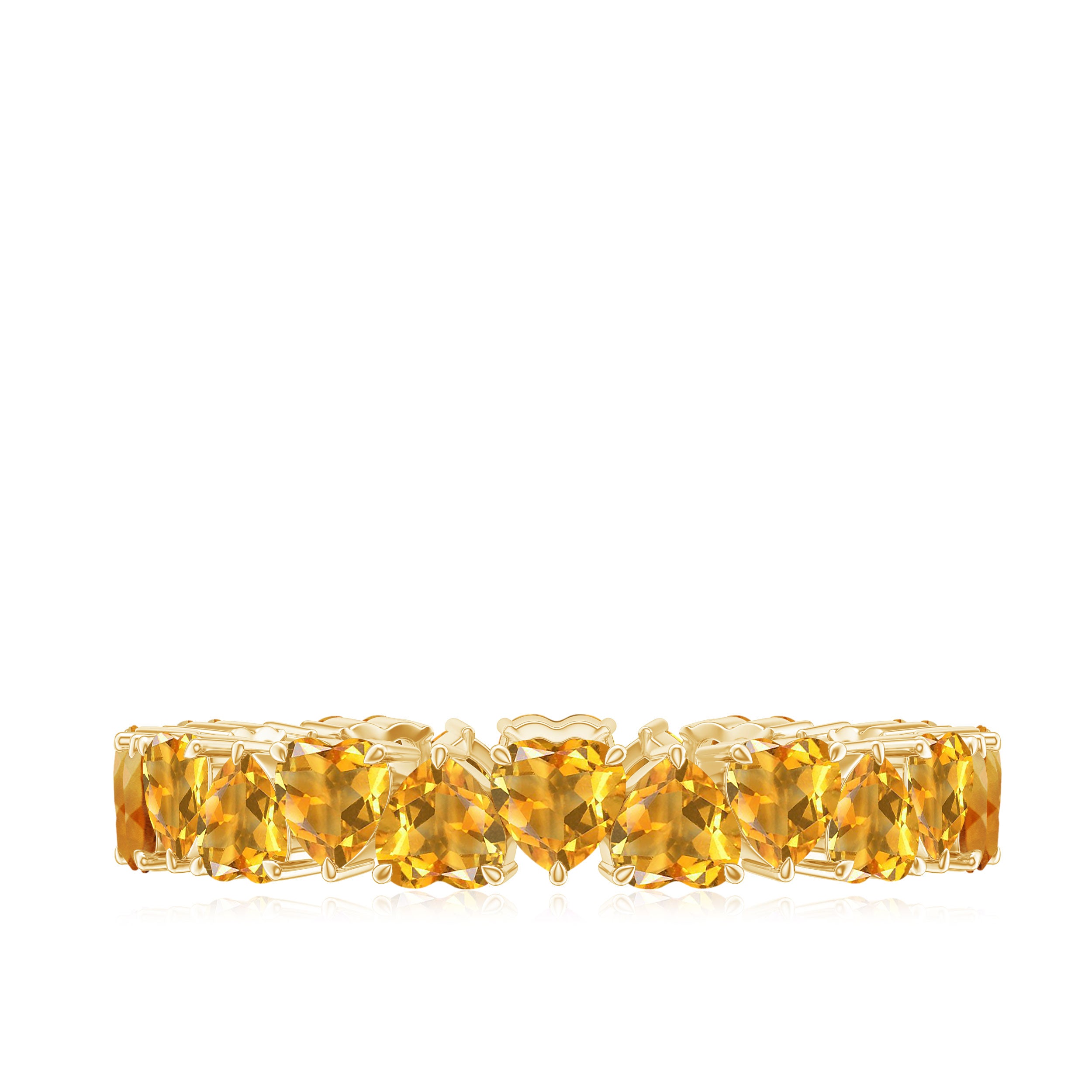 Yellow Heart Cut Citrine Eternity Ring in Claw Setting Citrine - ( AAA ) - Quality - Rosec Jewels