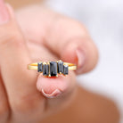 1 Carat Baguette Black Onyx Five Stone Ring in Gold Black Onyx - ( AAA ) - Quality - Rosec Jewels