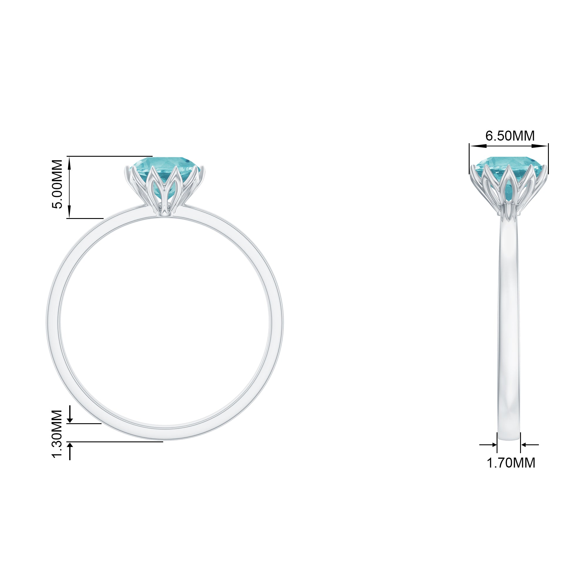 Solitaire Sky Blue Topaz Ring in Lotus Basket Setting Sky Blue Topaz - ( AAA ) - Quality - Rosec Jewels