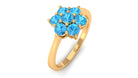 1.5 CT Round Shape Swiss Blue Topaz Cluster Flower Ring Swiss Blue Topaz - ( AAA ) - Quality - Rosec Jewels