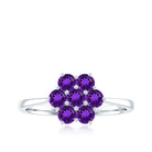 3/4 CT Round Shape Amethyst Cluster Flower Ring Amethyst - ( AAA ) - Quality - Rosec Jewels