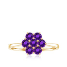 3/4 CT Round Shape Amethyst Cluster Flower Ring Amethyst - ( AAA ) - Quality - Rosec Jewels