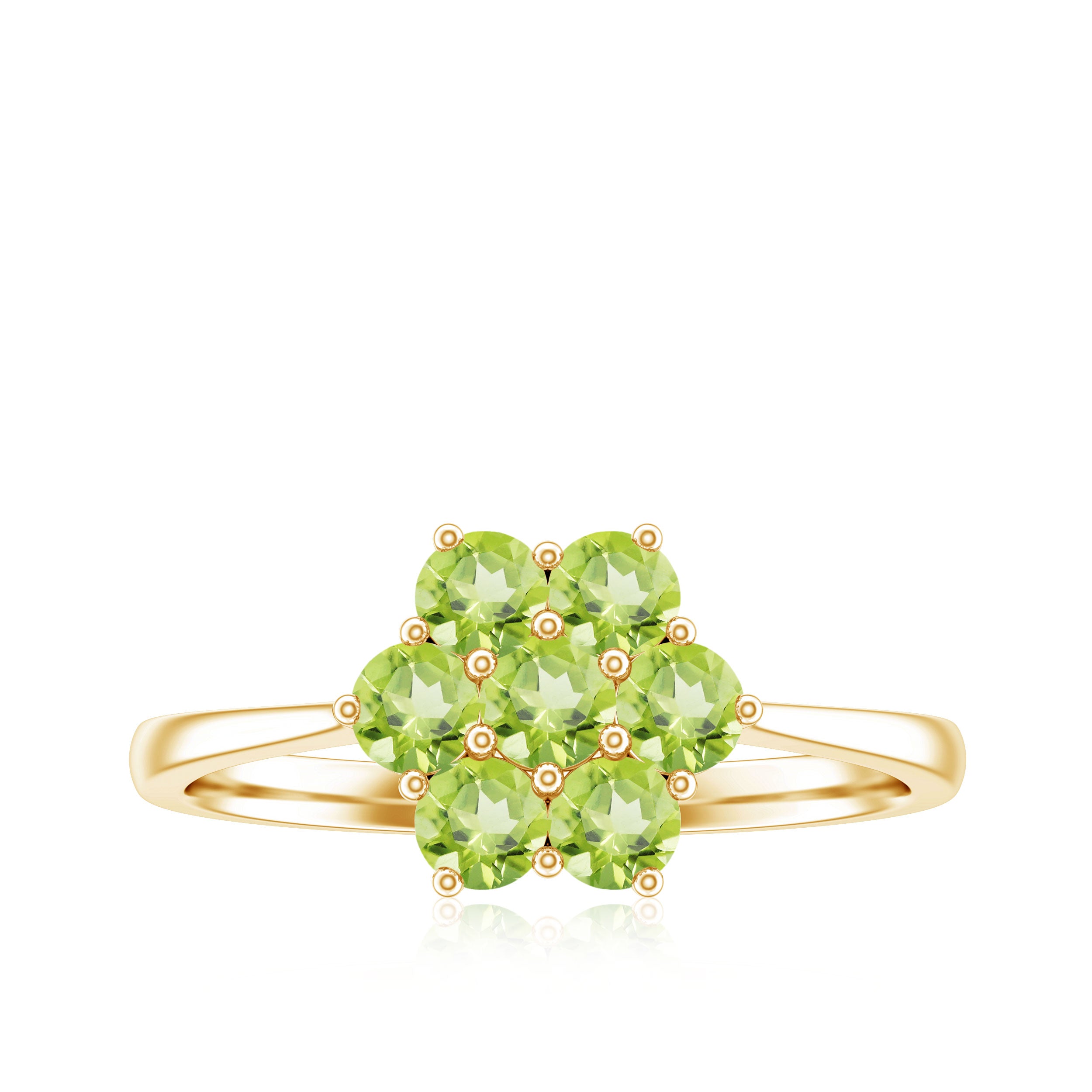 1.25 CT Round Shape Peridot Cluster Flower Ring Peridot - ( AAA ) - Quality - Rosec Jewels