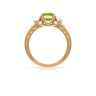 Octagon Cut Peridot Engagement Ring with Moissanite Peridot - ( AAA ) - Quality - Rosec Jewels