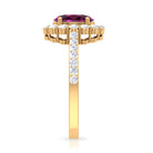 2.75 CT Oval Shape Solitaire Rhodolite and Moissanite Accent Engagement Ring Rhodolite - ( AAA ) - Quality - Rosec Jewels