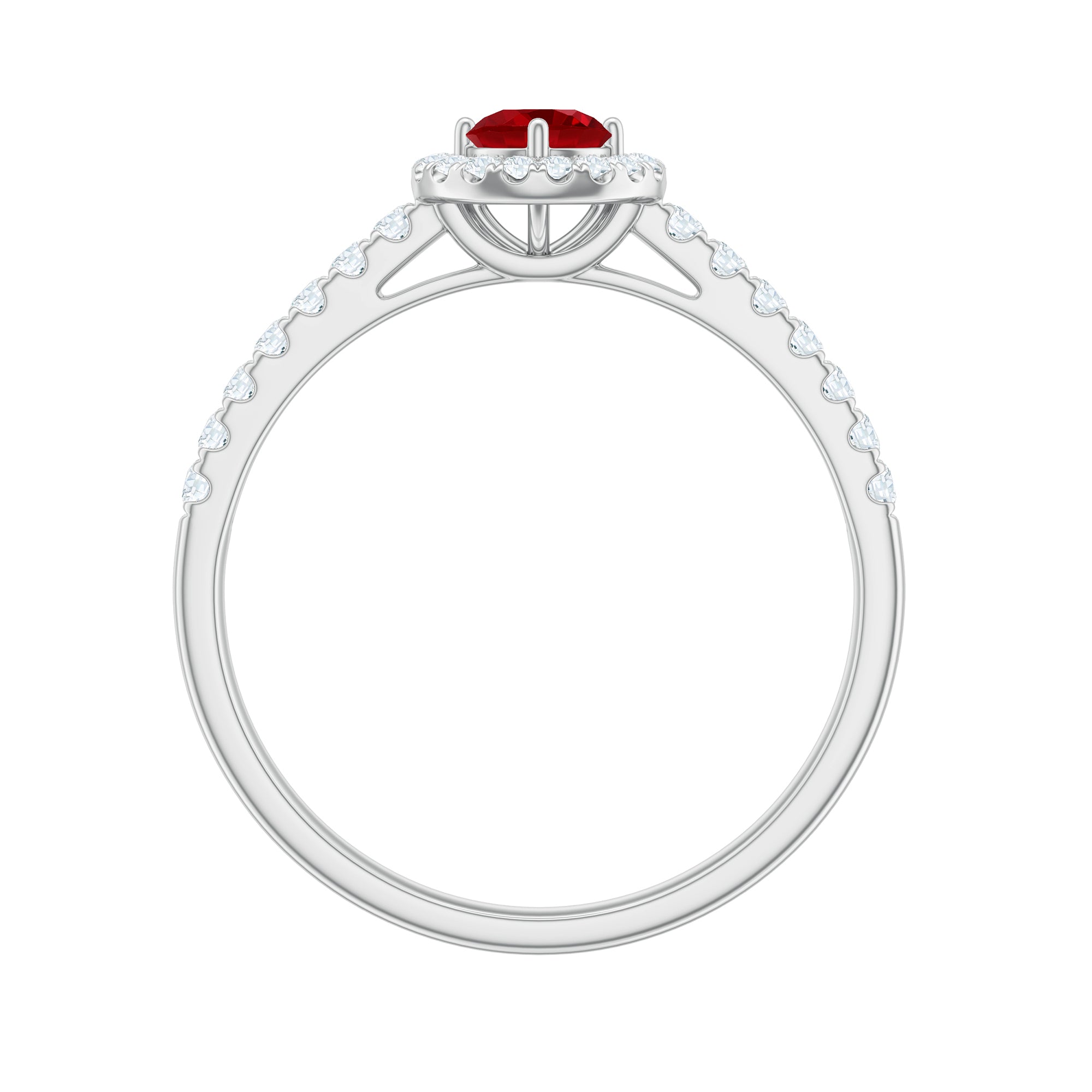 Lab-Created Ruby and Diamond Engagement Ring Lab Created Ruby - ( AAAA ) - Quality - Rosec Jewels