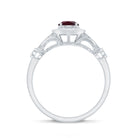 1 CT Antique Rhodolite and Diamond Engagement Ring with Milgrain Details Rhodolite - ( AAA ) - Quality - Rosec Jewels