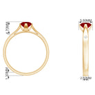 Round Lab Grown Ruby Solitaire Ring with Diamond Lab Created Ruby - ( AAAA ) - Quality - Rosec Jewels