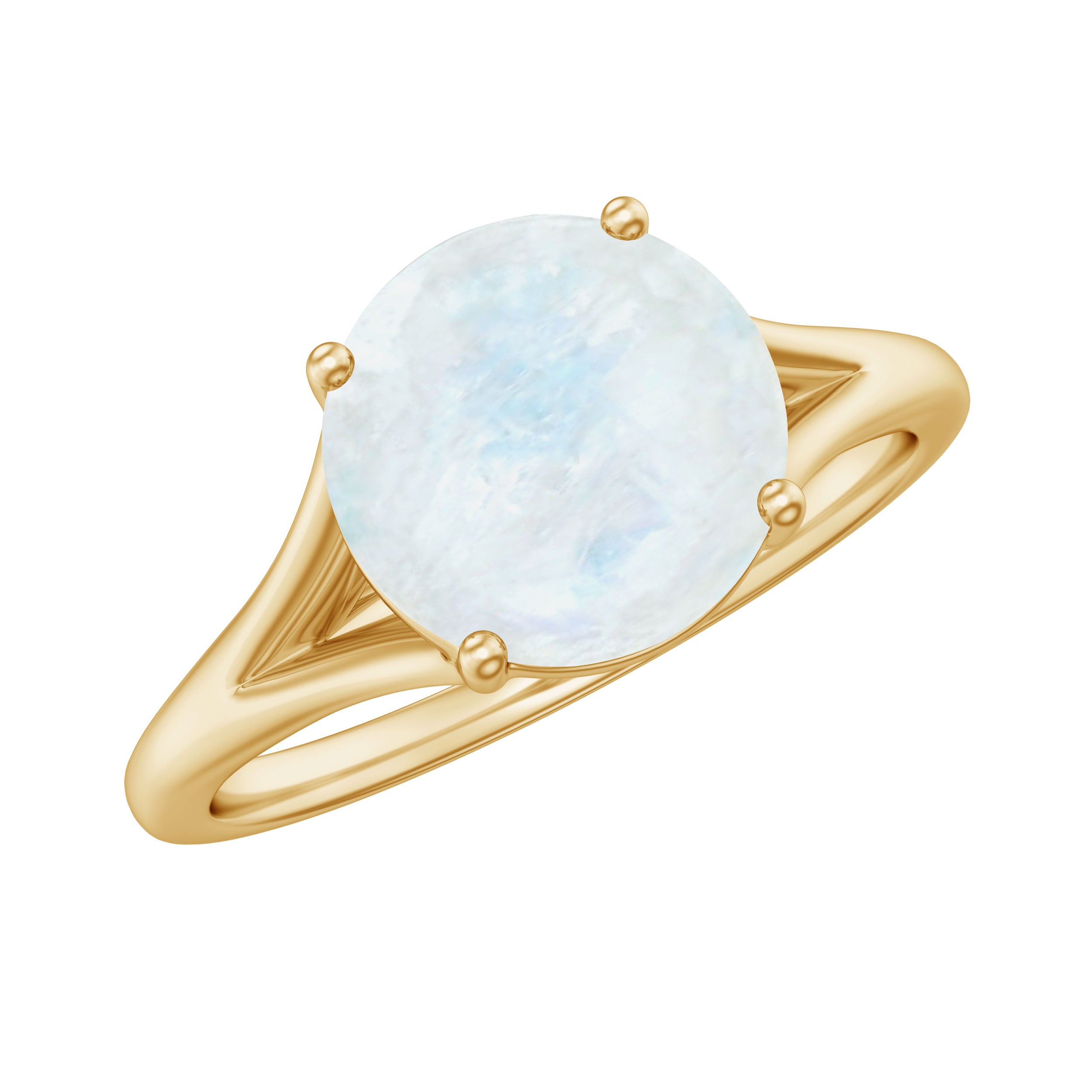 1 CT Natural Moonstone Solitaire Ring with Surprise Diamond Moonstone - ( AAA ) - Quality - Rosec Jewels