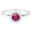 0.75 CT Pink Tourmaline and Diamond Floating Halo Engagement Ring Pink Tourmaline - ( AAA ) - Quality - Rosec Jewels