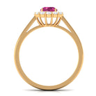 0.75 CT Pink Tourmaline and Diamond Floating Halo Engagement Ring Pink Tourmaline - ( AAA ) - Quality - Rosec Jewels