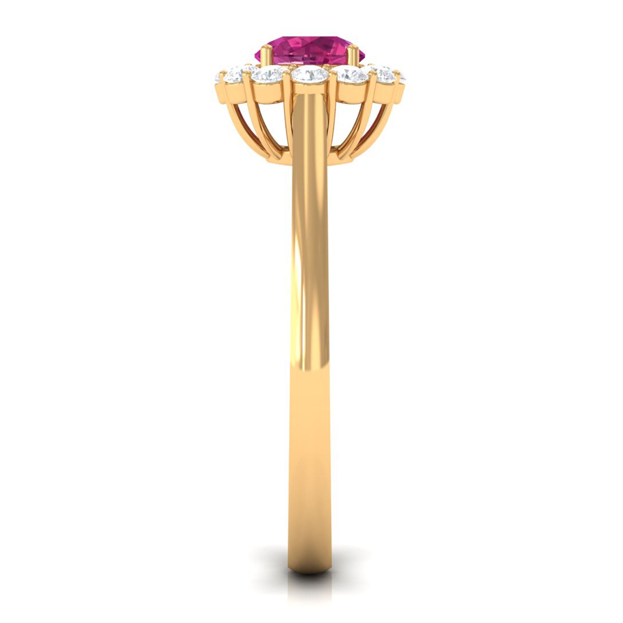 0.75 CT Pink Tourmaline and Diamond Floating Halo Engagement Ring Pink Tourmaline - ( AAA ) - Quality - Rosec Jewels