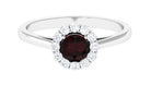 1 CT Garnet and Diamond Floating Halo Engagement Ring Garnet - ( AAA ) - Quality - Rosec Jewels