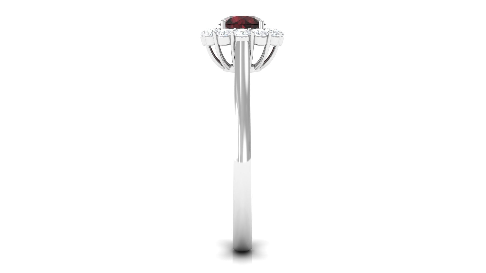 1 CT Garnet and Diamond Floating Halo Engagement Ring Garnet - ( AAA ) - Quality - Rosec Jewels