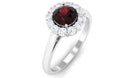 1 CT Garnet and Diamond Floating Halo Engagement Ring Garnet - ( AAA ) - Quality - Rosec Jewels