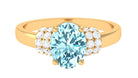 2.25 CT Oval Cut Aquamarine Engagement Ring with Moissanite Collar Aquamarine - ( AAA ) - Quality - Rosec Jewels