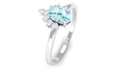 Aquamarine Designer Engagement Ring with Diamond Accent Aquamarine - ( AAA ) - Quality - Rosec Jewels