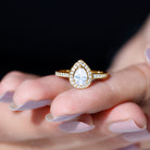 Zircon Teardrop Halo Engagement Ring Zircon - ( AAAA ) - Quality - Rosec Jewels