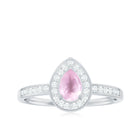 0.75 CT Classic Rose Quartz and Diamond Engagement Ring Rose Quartz - ( AAA ) - Quality - Rosec Jewels