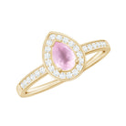 0.75 CT Classic Rose Quartz and Diamond Engagement Ring Rose Quartz - ( AAA ) - Quality - Rosec Jewels